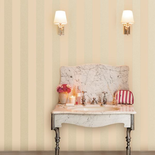 Lille Pearlescent Stripe Wallpaper - Linen